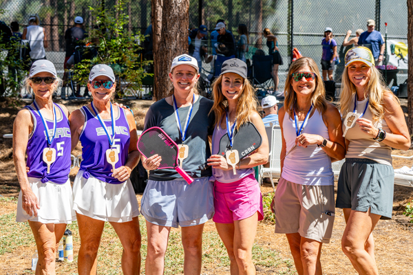 pickleball women winners with medals